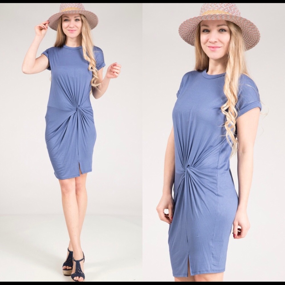Denim Blue Front Tie Knot Dress🌟🌟
